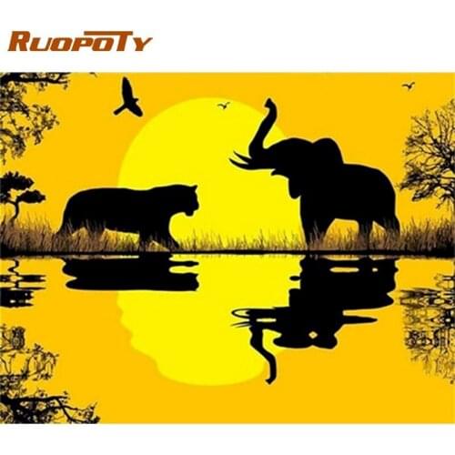 RUOPOTY Frameless Paint By Numbers Diy Gift For Adults Handmade Acrylic Paint Color On Canvas Home Living Room Decor