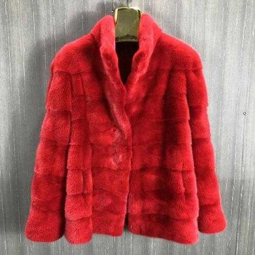 Natural Mink Fur Coat Detachable Natural Fur Coat Ladies Stand-up Collar Winter Warm High Street