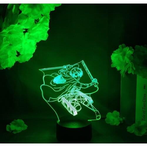 LED Light Anime Attack on Titan Figure Levi Ackerman Night Light RGB Flashing Cool Gift 3D Light Children Bedroom Decoration
