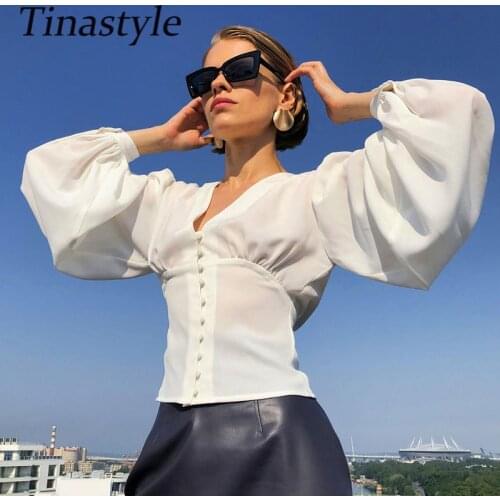Женские белые рубашки Tinastyle China At AliExpress