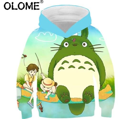 Totoro Girls Hoodies Autumn Boys Sweatshirts Oversized Teenager Streetwear OLOME 0-12 Years Kids Clothes Cotton Pullover Tops