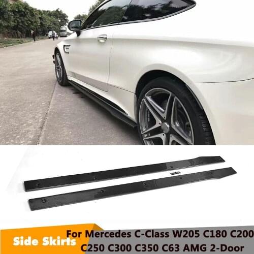 Carbon Fiber / FRP Door Body Aprons Lip for Mercedes Benz C-Class W205 C63 AMG Coupe Side Skirts 2015-2017
