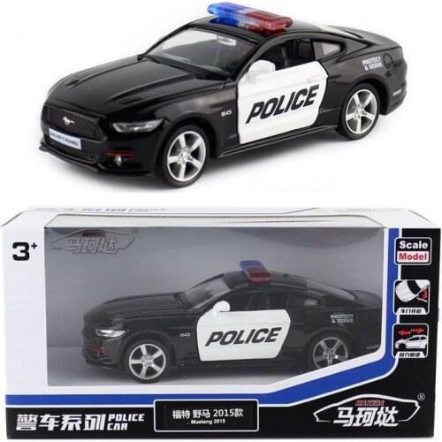 Yufeng Ma Ke da 5-Inch 2015 Mustang Police Car Alloy Toy Car Model Warrior Window Box