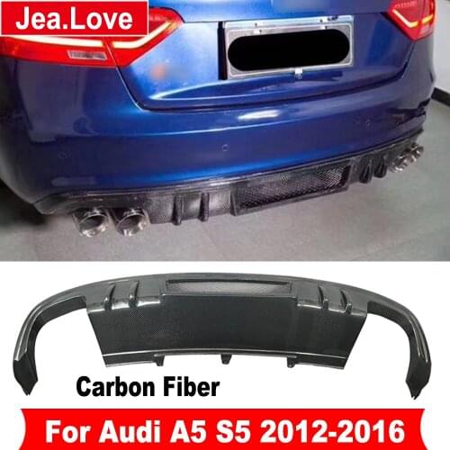 DTM Style Real Carbon Fiber Rear Bumper Lip Back Diffuser Car Styling Part For Audi A5 S5 2/4 Doors 2012-2016