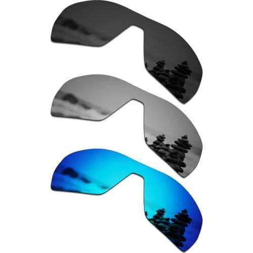 SmartVLT 3 Pieces Polarized Sunglasses Replacement Lenses for Oakley Offshoot Stealth Black & Silver Titanium & Ice Blue