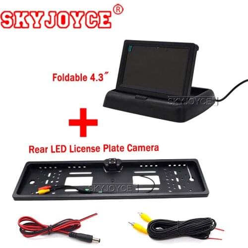 SKYJOYCE 4.3" Car Rearview Mirror Monitor Auto Parking System CCD HD car rear view camera European license plate frame camera