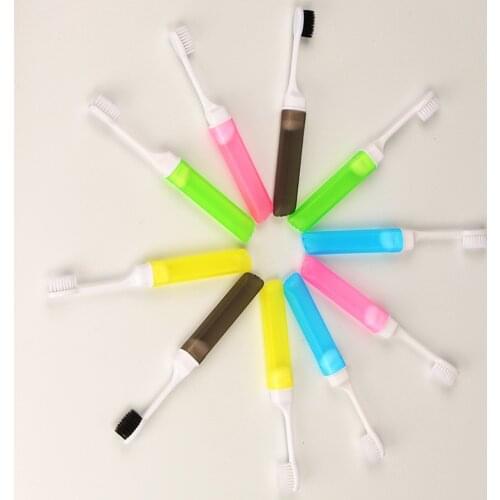 10pcs Foldable Travel Toothbrush Camping Outdoor Portable Toothbrush Teeth Dental Care Teeth Cleaning Oral Hygiene Color Random