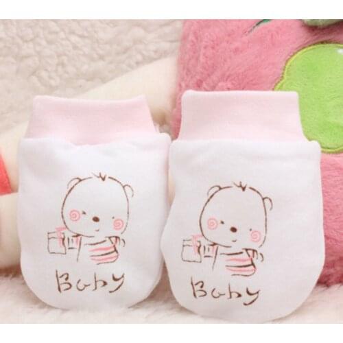 1 Pair Combed Cotton Cartoon Baby Boys Girls Anti Scratch Mittens Newborn No Scratch Gloves