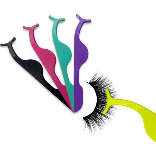 1pc False Eyelash Tweezers Fake Eye Lash Applicator Eyelash Extension Curler Nipper Auxiliary Clip Clamp Makeup Forceps Tool New