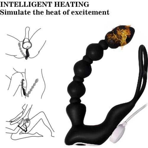 10 Powerful Mode Smart Heating Vibrator Anal Plug Dildo Stimulate Orgasm Remote Control Adult Sex Toys for Couple Waterproof