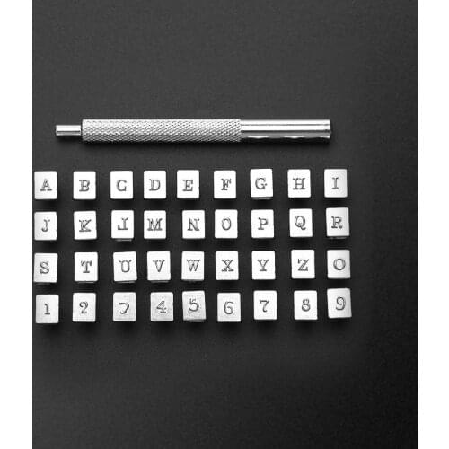 36pcs Carbon Steel Alphabet Number Leather Stamp Punch Set DIY Seal Engraving Leather Craft Tool Metal Printing Mold Custom Logo