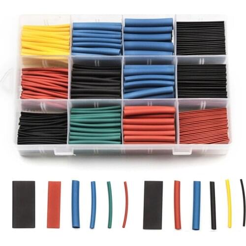 560pcs 45mm 12 Sizes 5 Colors Polyolefin Heat Shrink Tube Set Insulation Assortment Electronic PE Cable Sleeve Kit With Box