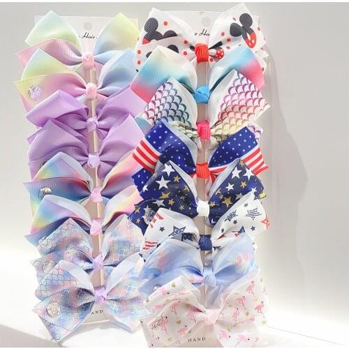 8Pc/Set 2021 New Hot Sale Grosgrain Ribbon Hair Bows For Kids Lovely Girl Hair Clips Handmade Headwear Children Hair Accessories