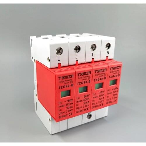 AC SPD 3P+N 30KA~60KA B ~385V House Surge Protector Protective Low-voltage Arrester Device