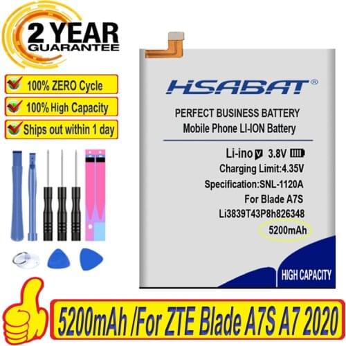Top Brand 100% New 5200mAh Li3839T43P8h826348 Battery for ZTE Blade A7S A7 2020 Batteries + free tools