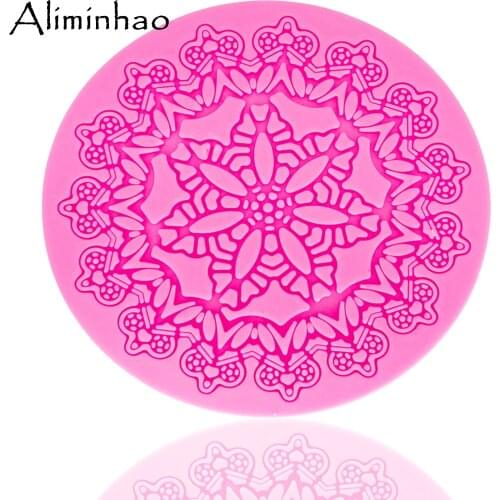 B1362 flower Round lace crown shape Silicone Mold Sugarcraft dessert Candy Chocolate Molds Fondant Cake Decorating Tools