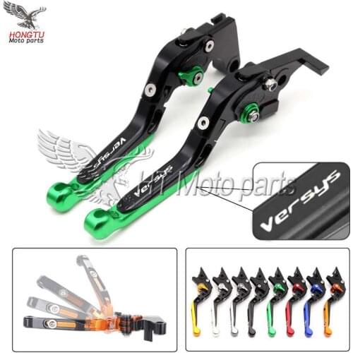 CNC Motorcycle With Logo Telescopic folding Adjustable Brake Clutch Levers For Kawasaki VERSYS 650 1000 2015-2016