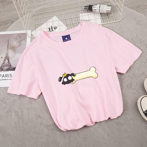 Cartoon Funny Dog Bone Print Korea T Shirt Fashion Harajuku Kawaii Clothes for Girls Cute Casual T-shirt High Quality Streetwear