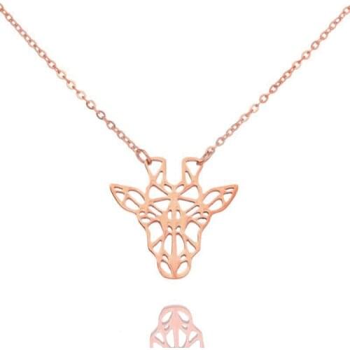 Geometric animal necklace for women rose gold necklaces deer pendants stainless steel jewelry on the neck simple necklace friend