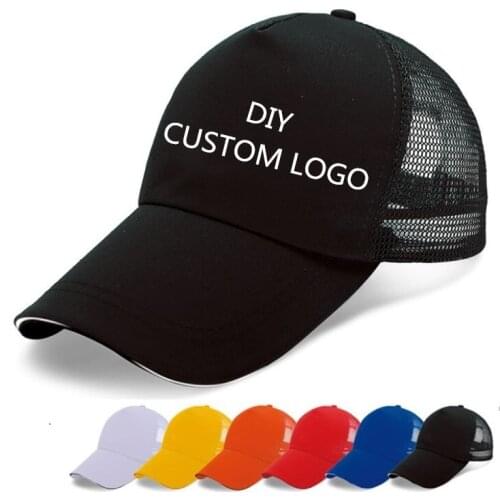 Mens Adjustable Solid DIY Custom Logo Basbeall Caps Womens Mesh Trucker Hats Print Logo Snapbacks For Advertise and promotion