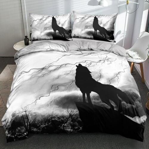 3D Bedding Sets King Duvet Cover Set Full Quilt/Comforter Covers and Pillowcases 3-Piece Bed Linens Wolves Design Bedspreads