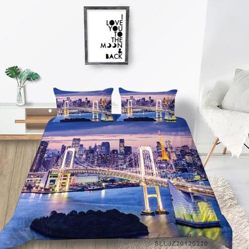 London Bridge Bed Set Double Romantic Duvet Cover Metropolis Queen Twin Full Single King 3D River Bedding Set High End