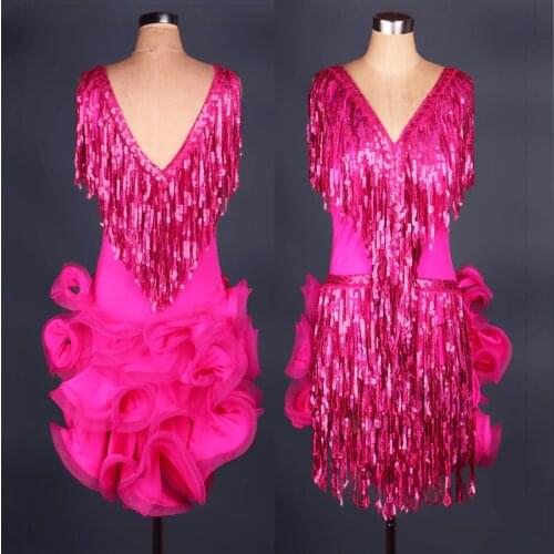 Sequin tassel Vl Latin dance performances Latin costume Latin dance costumes adult female dance clothing summer