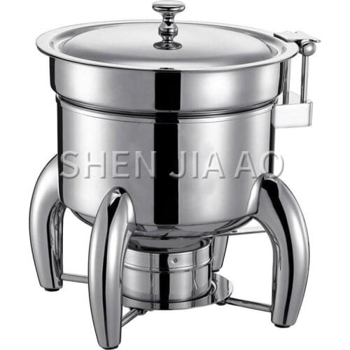 6L Commercial soup pot Stainless steel round sauce stove Soup sauce dispenser Hotel restaurant canteen food store container 1PC