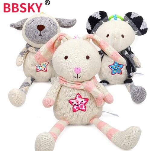 Hot 30cm Woolen Baby Rattles Toys BB Device Stuffed Animal Plush Doll Infant Crib Toy Fox Toys for Stroller Soothing Dolls