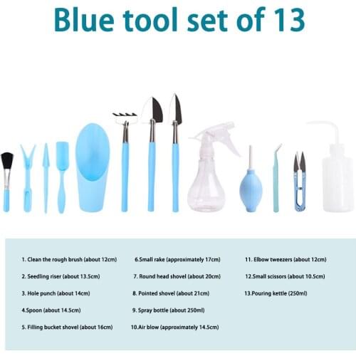 13pcs Spade Shovel Harrow Flowerpot Tools Potted Plants Maintenance Wooden Handle Plant Soil Shovels Garden Planter Tools