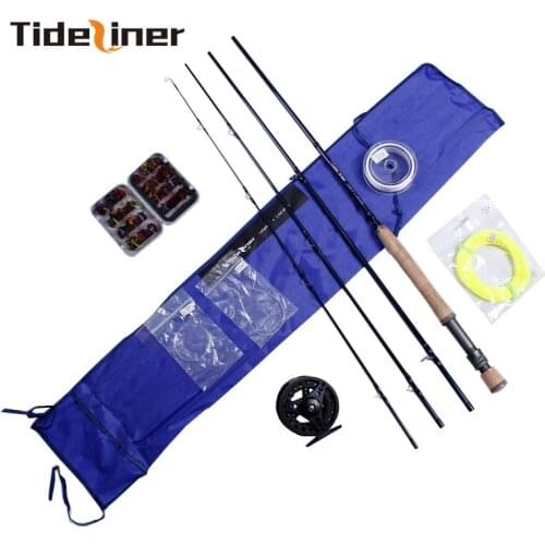 Tideliner Fly Fishing Set Combo 2.7M Fly Fishing Rod 5# 24T Carbon Fiber Fly Reel With Fishing Lure Hook Box 35 Yards Line Kit