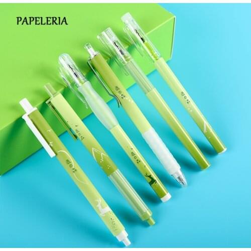 6 Pcs/Lot Simple Press Gel Pen Set 0.5mm Black Ink Neuter Pen Drawing Pens Students School Office Writing Stationery Supplies