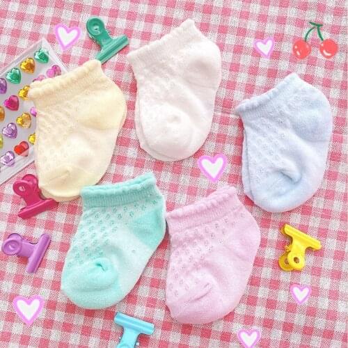 5 Pairs/many Baby Socks Cotton Shallow Mouth Socks Baby Fishnet Socks Boys and Girls Solid Color Socks Newborn Boat Socks