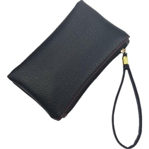 2019 New Fashion Solid Slim Men Women Key Wallet PU Leather Hand Bag Zipper Clutch Coin Purse Phone Holder Mini Wristlet Handbag