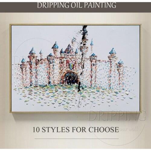 Gifted Artist Hand-painted High Quality Lovely Wall Picture Abstract Modern Castle Oil Painting on Canvas Unique Spot Painting