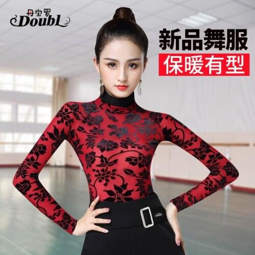 Latin dance clothing adult new Latin dance national standard practice turtle neck long sleeve latin top