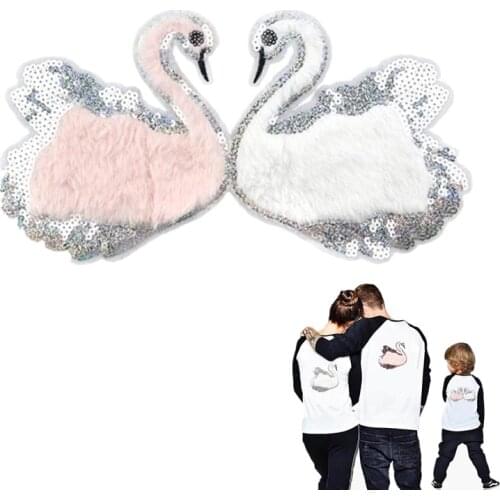 Sequins Plush Patch 310mm Swan Logo Deal With It Clothes Stickers Biker Patches For Clothing T Shirt Women Diy Strange Things