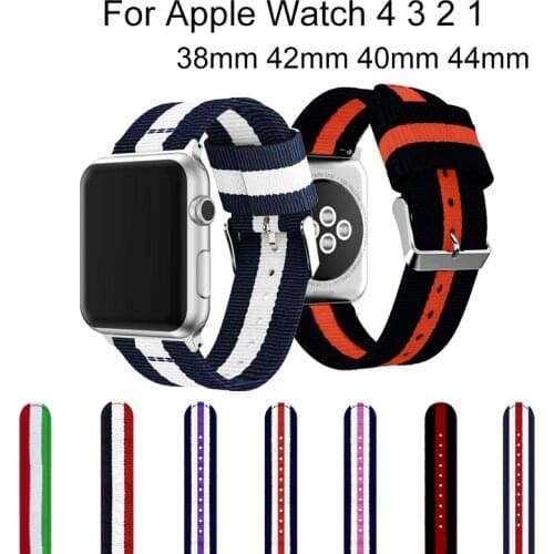 Striped Nylon Strap For Apple Watch 4 3 2 1 Loop Bracelet Woven Band For iwatch 44mm 40mm 38mm 42mm Sport Breathable Watchband