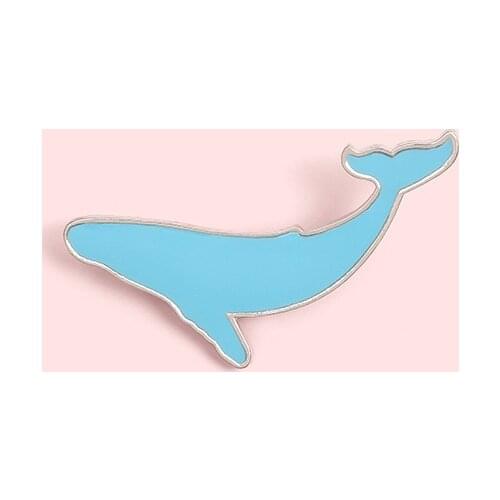 Simple blue whale metal brooch cute gentle marine life clothes bag accessories for friends gifts