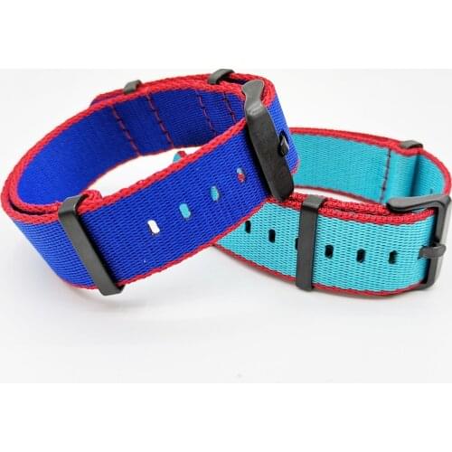 New Design Seatbelt Nylon Striped Nato Strap 20mm 22mm Watchbands Men Sport Military wrist Watch Accessories Sky Blue,Dark Blue