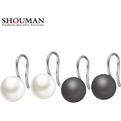 SHOUMAN Titanium steel non-fading earrings black and white ceramic earrings jewelry