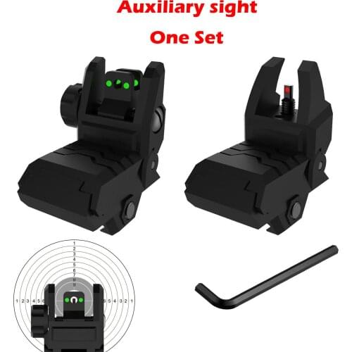 Tactical Foldable Fiber Optics Iron Sights Flip-up Front Rear Sights Back Up Sight Fiber Sights for Picatinny Weaver Rails