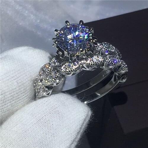 Vintage ring White Gold Filled 925 silver Engagement Wedding Band Rings for women men 8mm AAAAA zircon cz Bridal promise Jewelry