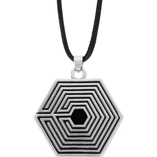 High Quality South Koreas Super Idol EXO Necklace Geometry Shaped Pendant Necklace With Rope For Boys&Girls Gifts