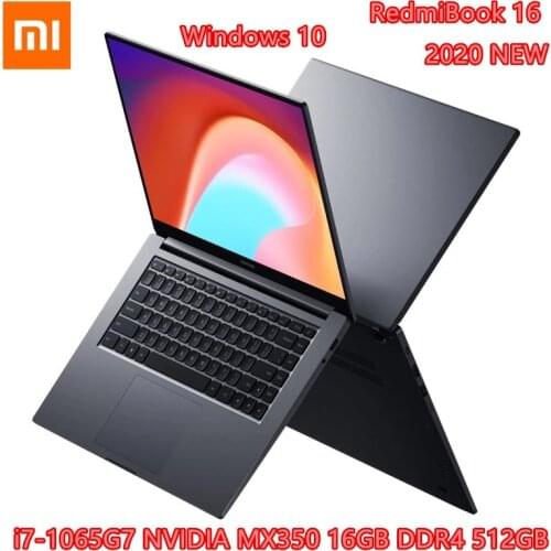 Xiaomi RedmiBook Laptop 16.1inch Intel Core i7-1065G7 NVIDIA MX350 16GB DDR4 512GB SSD Notebook HD Big Screen Laptop Windows 10