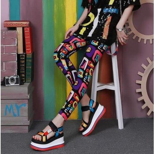 Womens Flower Pants Thin Spring Outer Wear Leggings Printing Trousers