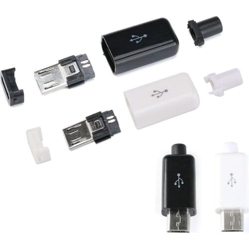 10PCS/LOT Micro USB Male connector plug Black/White welding Data OTG line interface DIY data cable accessories