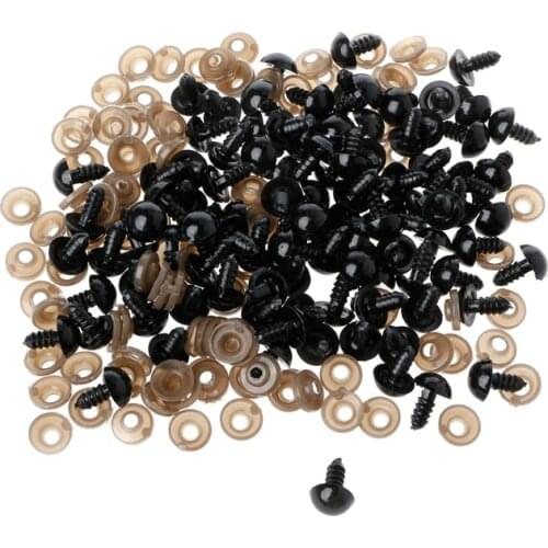 100Pcs/Bag DIY Doll Toy Eyes Black Plastic Safety Eyes Puppets Doll with Washers
