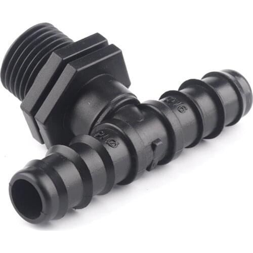 12pcs 1/2" Thread To 16PE Water Pipe Connectors Garden Hose Barbed Tee Connector Micro Irrigation Hose Fittings
