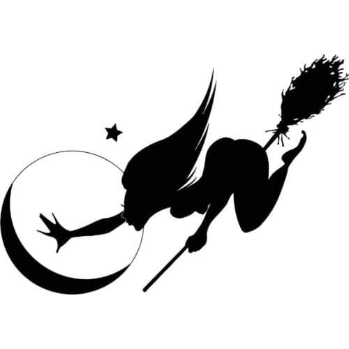 15.4*10.7CM Sexy Halloween Witch Mysterious Car Sticker Cartoon Motorcycle Vinyl Decals Black/Silver C7-0847